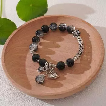 Colour Mixture Burst Bead Bracelet Imitation Silver Wrist Adornment Women Bracelet Photo Taken зелёный