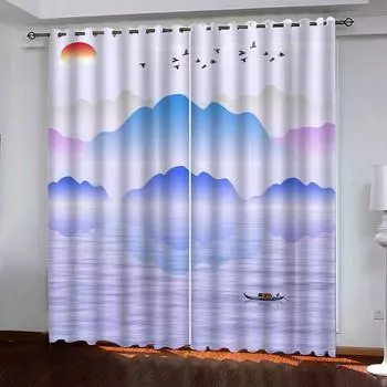 Colourful Ink Painting 3D Design Luxury Girl Window Blackout Curtains For Living Room Bedroom Home Decor 2 Pieces Fashion W70xH160cmx2&Grommet Top