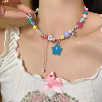 Colourful Pendant Necklace Candy Clavicle Chain Cartoon Jewelry Collar Bone Chain Girls 04
