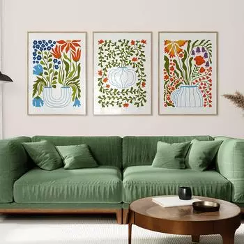 Colourful Scandinavian Plants and Flower Potted Poster and Prints Canvas Paintings Modern Wall Art Pictures Kitchen Bedoom Decor 21x30cm No Framed