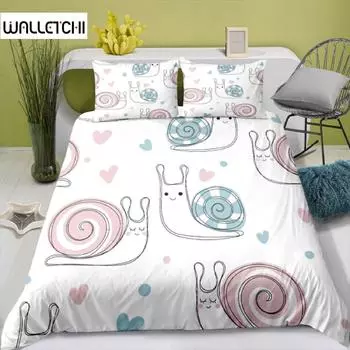 Colourful Snail Duvet Cover Set Cute Kawaii Animal Polyester Comforter Cover King Queen Size For Kids Boys Girls Bedding Set EU single(135x200cm)