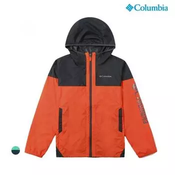 Columbia Kids Columbia Kids Single Layer Windbreaker Hooded Zip Up Jacket Orange Orange/120(XS)