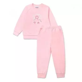 Columbia Kids Kids Set Crewneck Pink Sweat Training Top And Bottom Set Pink/110