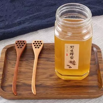 Comb Cooking Wooden Drizzler Handmade Long Handle Mixing Stick Spoon Honey Dipper Stirrer brown