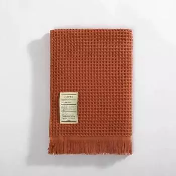 Combed Cotton Bath Towel 90*180 Honeycomb Adult Cotton Bath Towel Air Conditioning Blanket Soft Oversized Shawl Blanket 190x80cm красный