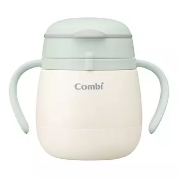 Combi наконец-то представляет холодный охлаждающий термос Rakumag из нержавеющей стали зеленого цвета объемом 180 мл с соломенной структурой, выпущенный в феврале 2019 г. [Rakumag