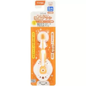 Combi teteo Первая чистка зубов Детская зубная щетка ШАГ 1 (Предполагаемое количество зубов: 1-6) Когда начинает расти первый зуб