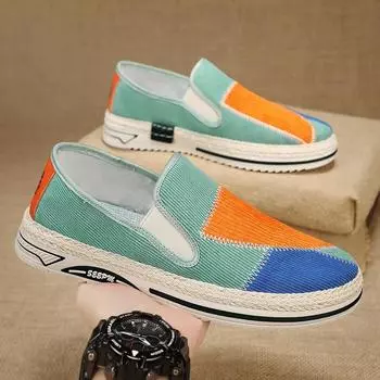 Combination 2024 spring and summer new foreign trade canvas foot cover ultra-light and breathable lightweight loafers tooling Doudou shoes men 39