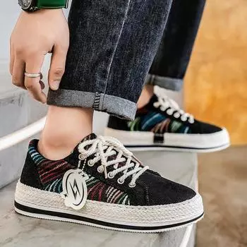 Combination ethnic wind random flower camouflage national tide sports board shoes men s canvas live broadcast student outdoor ins catwalk trendy shoes 39