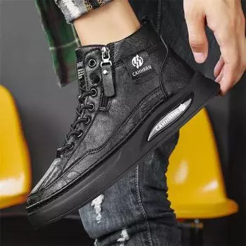 Combination of four seasons, men s live broadcast, help leisure students, Korean version of tide with little white shoes, outdoor tooling board shoes 39