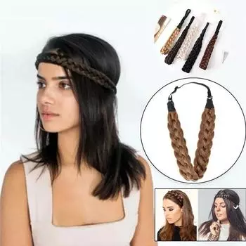 Come Shine модная женская повязка на голову эластичная повязка для волос однотонный парик аксессуары для волос плетеный головной убор регулируемый размер чёрный