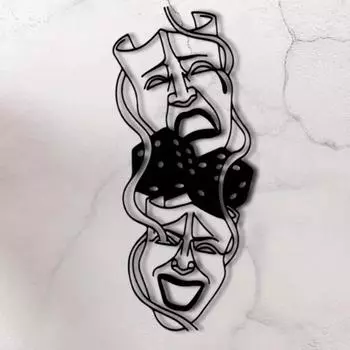 Комедия Трагедия Металлическая Настенная Живопись Домашний Кинотеатр Декор Гостиной Наклейка На Стену Идеальный Комедия Трагедия Домашний Кинотеатр Декор чёрный