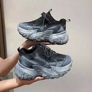 Comemore Dad Shoes Women 2024 Весна Лето Новые Толстые Дышащие Кроссовки Повседневные Женские Спортивные Кроссовки На Платформе Черные 35 бежевый