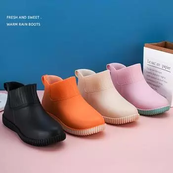 Comemore Fashion Толстые Женские резиновые сапоги для взрослых Верхняя одежда Водонепроницаемая обувь для дождя Резиновая обувь Галоши Женские резиновые сапоги 36 оранжевый