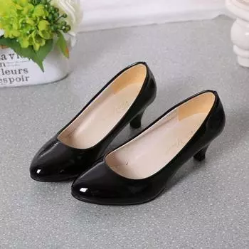 Comemore Four Seasons High Heels Shoes, женские туфли на среднем низком каблуке, модные туфли-лодочки с острым носком, повседневные кожаные рабочие туфли на толстом каблуке 5 см 34 бежевый