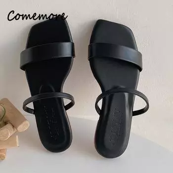 Comemore Outdoor Beach Flat Sandal Nonslips Slides Women s Slip-on Shoes Black 2024 Fashion Slide Sandals Women Slips Summer 36