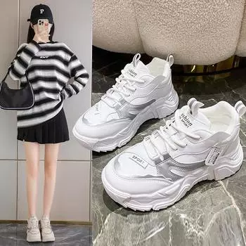 Comemore Thick Bottom Dad Ladies Shoes Women 2024 New Autumn Winter Lightweight Casual Trainers Children Tennis Female Footwear 35 чёрный