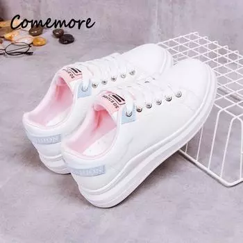 comemore Женская обувь для активного отдыха из искусственной кожи, женские кроссовки на платформе, женская дышащая спортивная обувь для бега, нескользящая обувь для бега 40 35 розовый