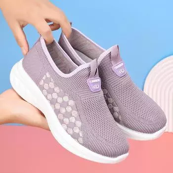Comemore женские сетчатые дышащие туфли на плоской подошве 2024 женские мокасины удобные легкие кроссовки носки женская обувь повседневная 36 чёрный