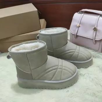 Comfortable and Warm Winter Cotton Boots 2024 Retro Round Toe Women s Casual Boots Fashionable and Versatile Ladies Snow Boot 36 бежевый