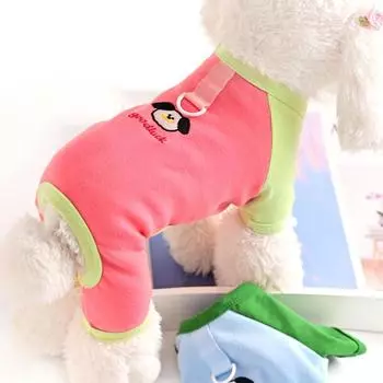 Comfortable cotton pet loungewear teddy than bear dog clothes four-legged pajamas can be towed S