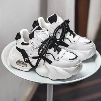 Comfortable Men Platform Shoes Trendy Casual Shoes for Men Wear-resistant Non-slip Male Sports Shoes 2024 Hot Sell Male Sneakers 39 белый