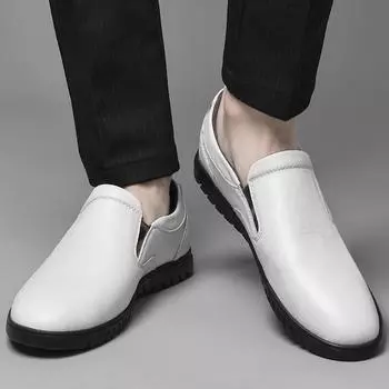 Comfortable Slip-on Driving Casual Fashion Flats Soft Bottom Business Dating Loafers Spring Genuine Leather Men s Dress Shoes 38 чёрный