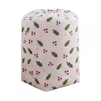Comforter Storage Bag with Drawstring Cylindrical Cotton Quilt Organizer Home Dustproof Bag for