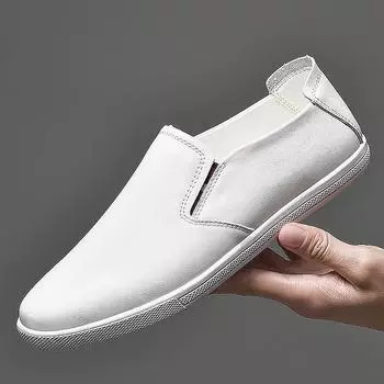 Comfy Genuine Leather Men s Casual Shoes Lightweight Breathable Male Loafers Simple Moccasins Comfortable Slip on Driving Flats 36 чёрный