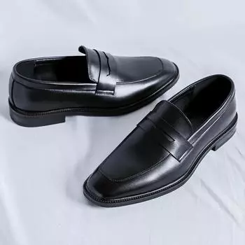 Comfy Walking Shoe Elegantes Leather Slip on Mens Loafers New Trend Casual Shoes Fashion Designer Moccasins Hot Sale Drive Shoes 38 чёрный