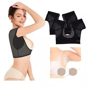 ComfyCove Underarm Sweat Padded Shoulder Pads Shoulder Women s Underwear, Ultra-Thin, 2-Pack + (M, Black, 2-Pack + Pads)