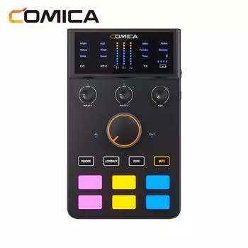 COMICA AD Caster C1 Аудиомикшер USB-аудиоинтерфейс Звуковая карта с портами 3,5 мм и двойным входом XLR чёрный