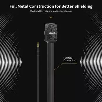 COMICA HRM-S Ручной микрофон для интервью для смартфона Кардиоидный конденсаторный микрофон с разъемом TRRS 3,5 мм чёрный