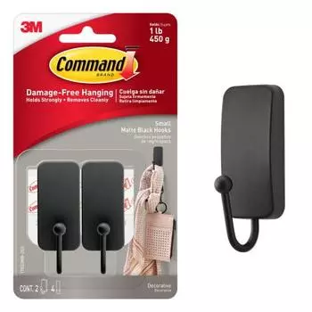 Command Adhesive Wall Hanging Hook Matte Black S 2 Pieces No Holes in the Wall No Damage to the Wall 17033MB-2JP
