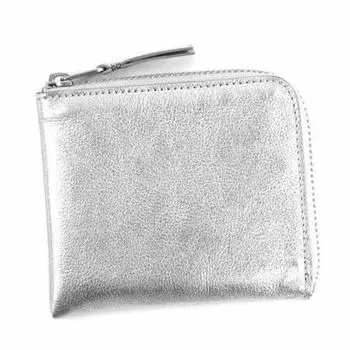 COMME des GARCONS SA3100G металлический кожаный мини-кошелек на молнии, чехол для карт, портмоне Co Compact, мужской L-образный, СЕРЕБРИСТЫЙ/Серебристый [Товар]