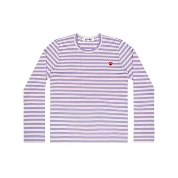 Comme des Garons PLAY Футболка с длинными рукавами в полоску Фиолетовый/Белый Женские топы AZ-T217-051-4 S