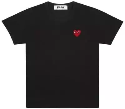 COMME des Короткий рукав Красный логотип сердца PLAY COMME des GARCONS RED HEART PLAY T107 [PLAY GARCONS] Футболка ФУТБОЛКА женская (С, Черный)