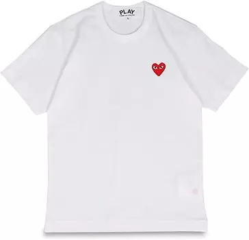 COMME des Короткий рукав Красный логотип сердца PLAY COMME des GARCONS RED HEART PLAY T107 [PLAY GARCONS] Футболка ФУТБОЛКА женская (М, Белый)