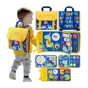 Common Sense Of Life, Shoelaces, Felt Bag, Toddler Felt Busy Board, Children S Learning Board, Early Education Toys Blue and yellow; 20 * 20