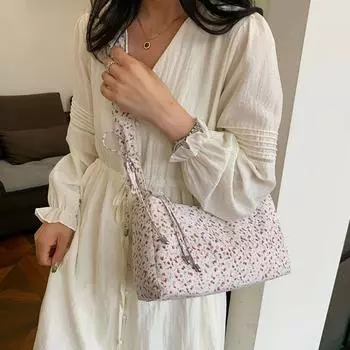 Commute плиссированная сумка на шнурке большой емкости женская сумка-тоут модная сумка через плечо с цветочным принтом для девочек Style 3