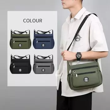 Commute Shoulder Bag Multi-pocket Men Business Bag Simple Crossbody Bag Unisex синий