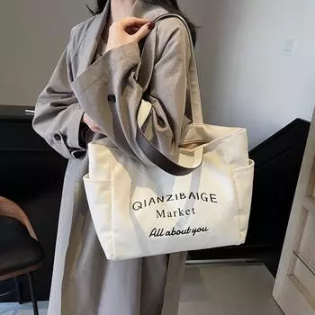 Сумка для путешественников, женская сумка большой вместимости с буквенным принтом, сумка через плечо чёрный