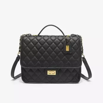 Commuter Chain Single-shoulder Crossbody Square Bag, Spring and Summer Hand-held Diamond-shaped Double-chain Backpack, Fashionable чёрный