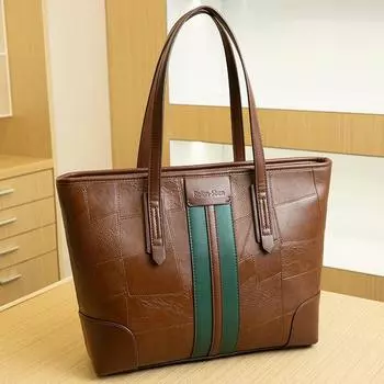 Commuter European and American Fashion Handbag, High-end, Versatile, Large-capacity Single-shoulder Bag, Casual Tote Bag for Going Out коричневый