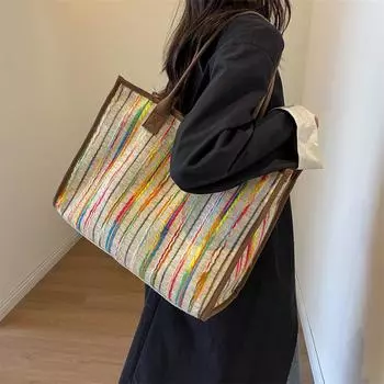 Commuter Fashion Большая вместительная сумка-тоут для мам, женская сумка, новая универсальная контрастная цветная сумка через плечо