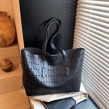 Commuter large-capacity hollow bag women s new fashionable versatile shoulder bag to work portable tote bag