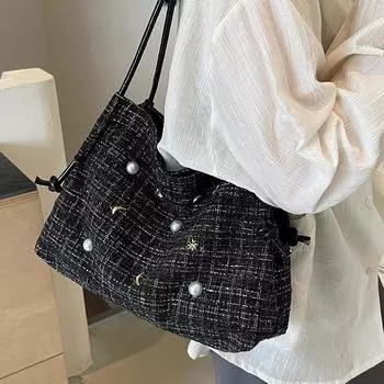 Commuter tote bag women s 2024 summer versatile shoulder bucket bag women s Mori versatile tote bag чёрный