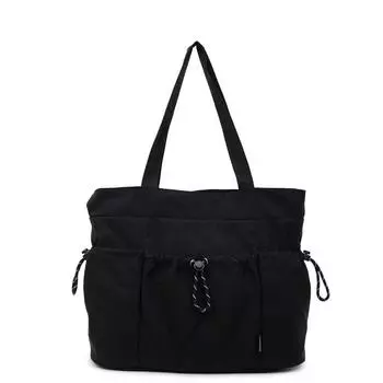 Commuting Large Capacity Nylon Bag Women s Multi-Pocket Shoulder Tote Bag Student Class Bag чёрный