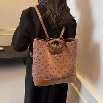 Рюкзак для поездок на работу в горошек, вместительный, универсальный, 2024, повседневный, многофункциональная сумка через плечо чёрный