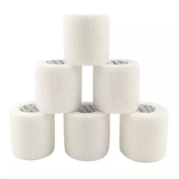 COMOmed 6 рулонов самоклеящейся повязки белого цвета 5 см x эластичная спортивная повязка 4,5 м повязка, нетканая, лента, бинт, белый